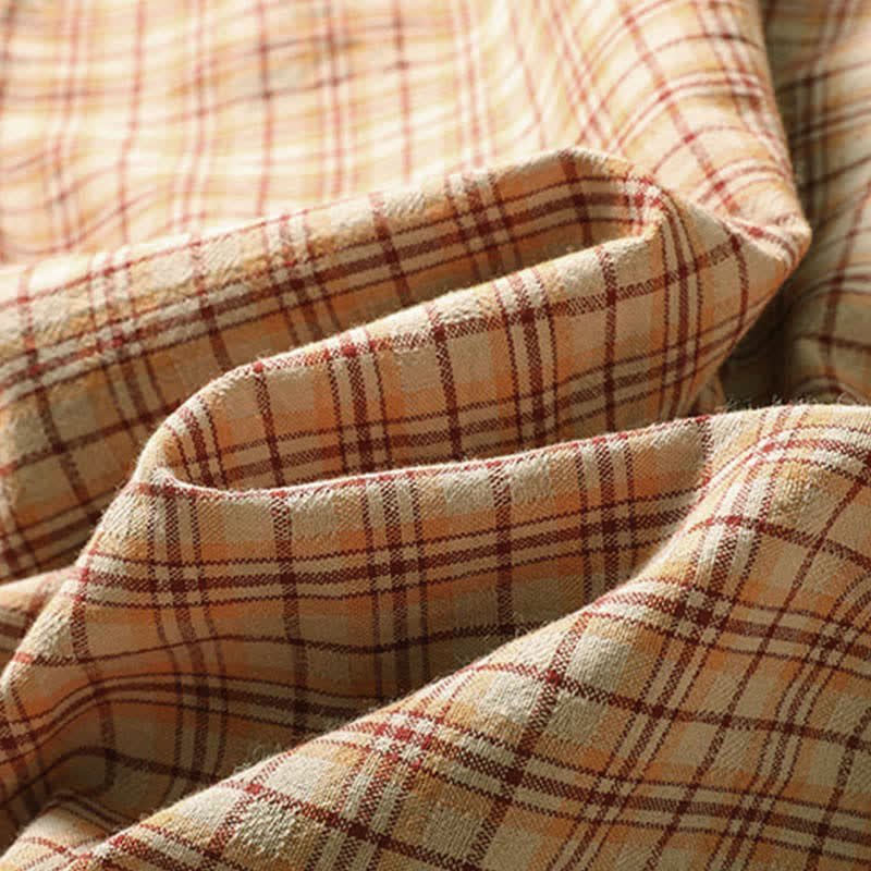 Buddha Stones Summer Casual Vintage Plaid Women's Three-Quarter Sleeve Dress With Pocket - image 13