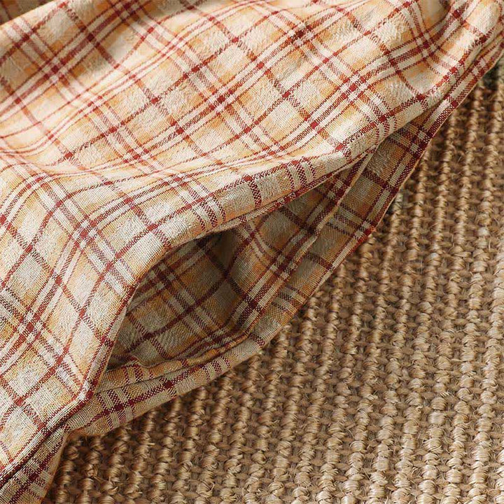 Buddha Stones Summer Casual Vintage Plaid Women's Three-Quarter Sleeve Dress With Pocket - image 8