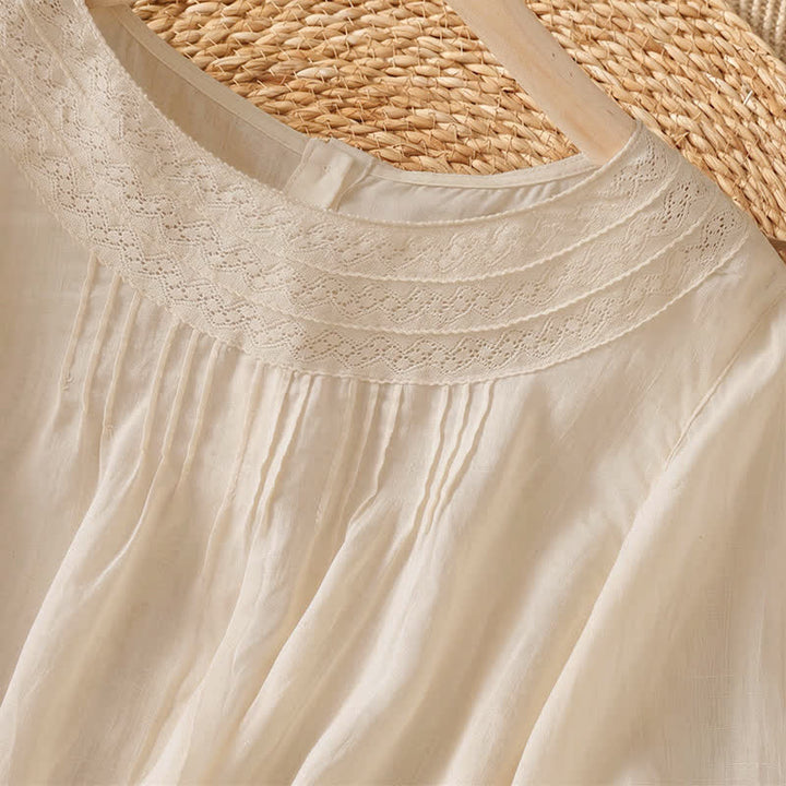 Buddha Stones Spring Summer Casual Elegant Embroidery Solid Women's Long Sleeve T-Shirt - image 2