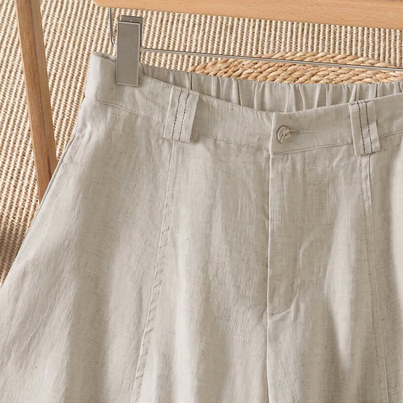 Buddha Stones Spring Summer Casual Solid Zipper Design Ankle Pants Women's Wide Leg Pants With Pocket - image 2