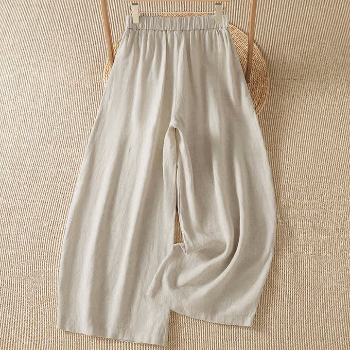 Buddha Stones Spring Summer Casual Solid Zipper Design Ankle Pants Women's Wide Leg Pants With Pocket - image 1