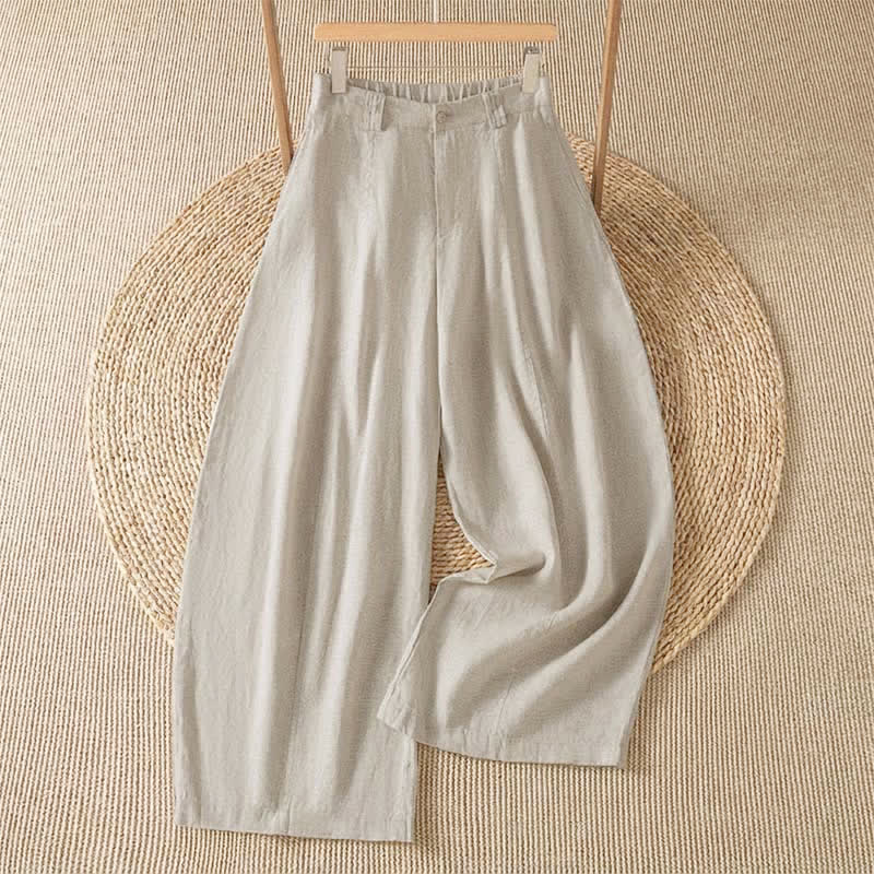 Buddha Stones Spring Summer Casual Solid Zipper Design Ankle Pants Women's Wide Leg Pants With Pocket - Tan - US8-10, UK/AU12-14, EU40-42 (2XL) - image 0