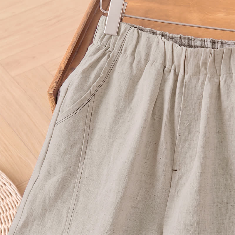 Buddha Stones Spring Summer Casual Minimalist Solid Ankle Pants Women's Straight Leg Pants With Pocket - image 3