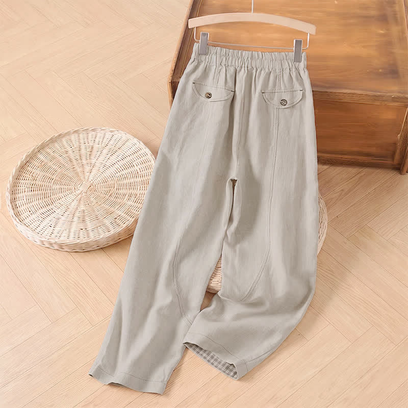Buddha Stones Spring Summer Casual Minimalist Solid Ankle Pants Women's Straight Leg Pants With Pocket - image 1