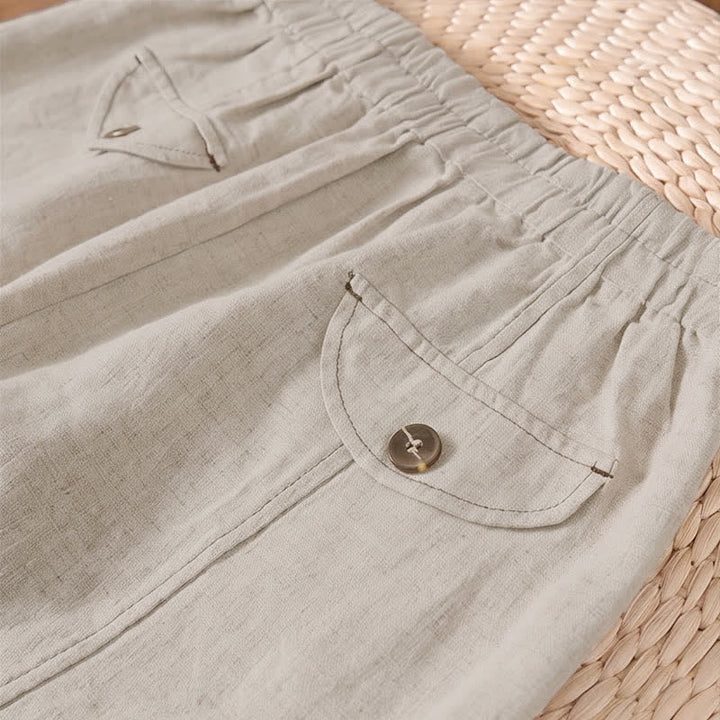 Buddha Stones Spring Summer Casual Minimalist Solid Ankle Pants Women's Straight Leg Pants With Pocket - image 4
