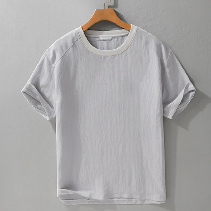 Buddha Stones Summer Casual Vintage Washed Solid Men's Short Sleeve T-Shirts - image 7