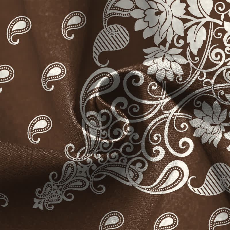 Buddha Stones Pure Cotton Vintage Border Paisley Bloom Pattern Frog Button Women's Elastic Waist Harem Pants With Pockets - image 4