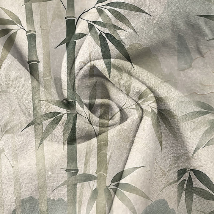 Buddha Stones Pure Cotton Zen Bamboo Leaf Pattern Women's Elastic Waist Pants With Pockets - image 2