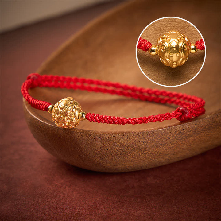 Buddha Stones Copper Pi Xiu Luck Red String Bracelet - Copper Pi Xiu (Wrist Circumference: 6.3–6.7 in/16–17 cm) - image 0