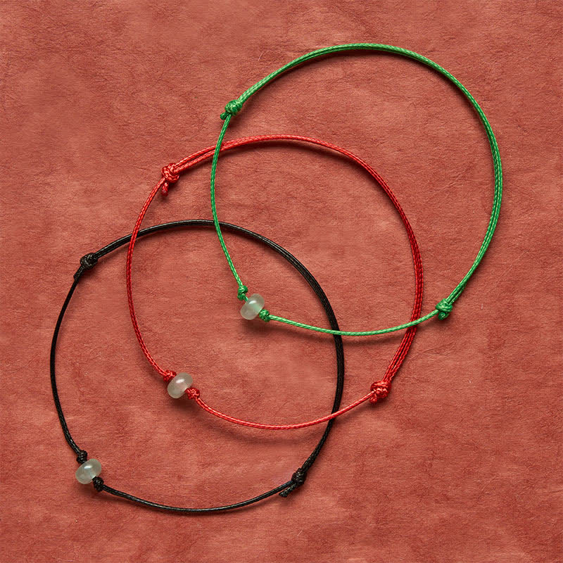 Buddha Stones Minimalist Green Aventurine Protection Braided Red String Bracelet - image 12