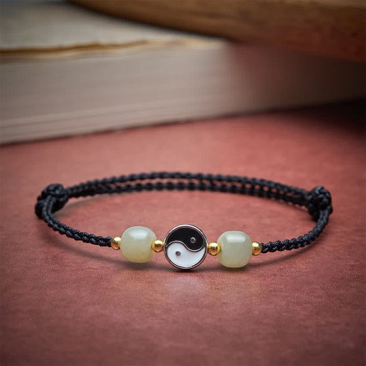 Buddha Stones Alloy Yin Yang Hetian Jade Bead Red String Balance Bracelet - image 15