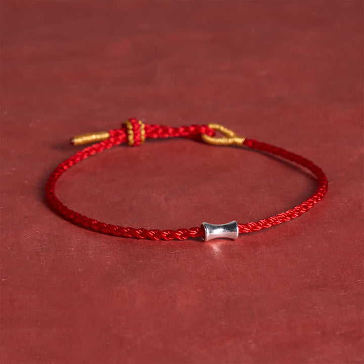 Buddha Stones Black Red String 925 Sterling Silver Bamboo Growth Bracelet - image 3