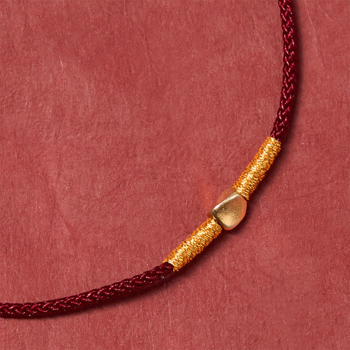 Buddha Stones 925 Sterling Silver Golden Bead Protection Braided Rope Bracelet - image 5