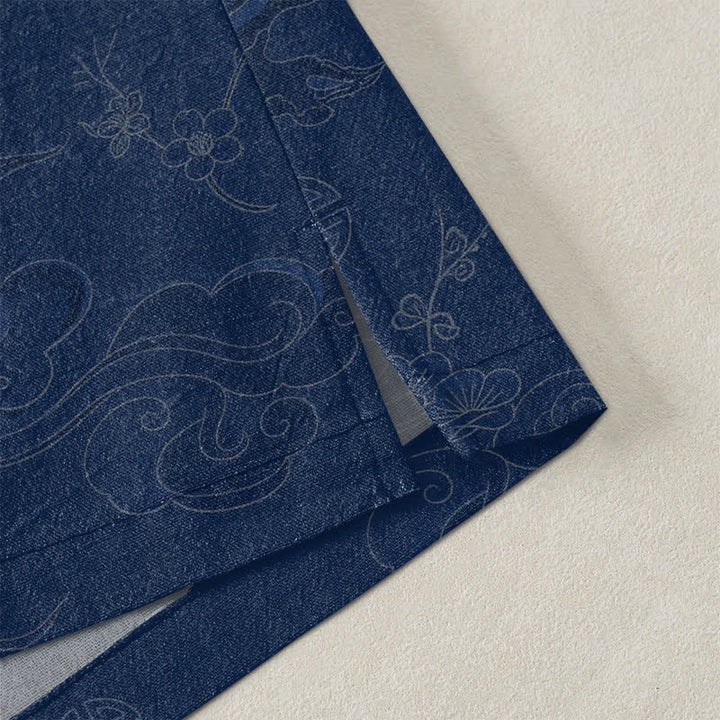 Buddha Stones Cotton Auspicious Clouds Pattern Open Front Men's Kimono - image 4