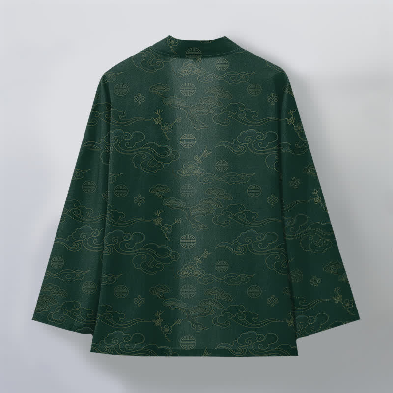Buddha Stones Cotton Auspicious Clouds Pattern Open Front Men's Kimono - image 11