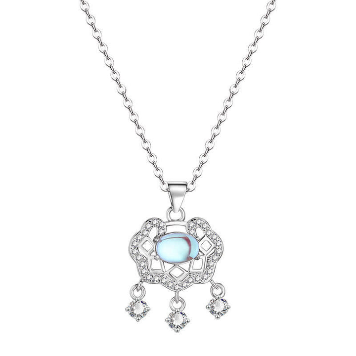 Buddha Stones Moonstone Peace Lock Chinese Lock Charm New Beginnings Necklace - image 4