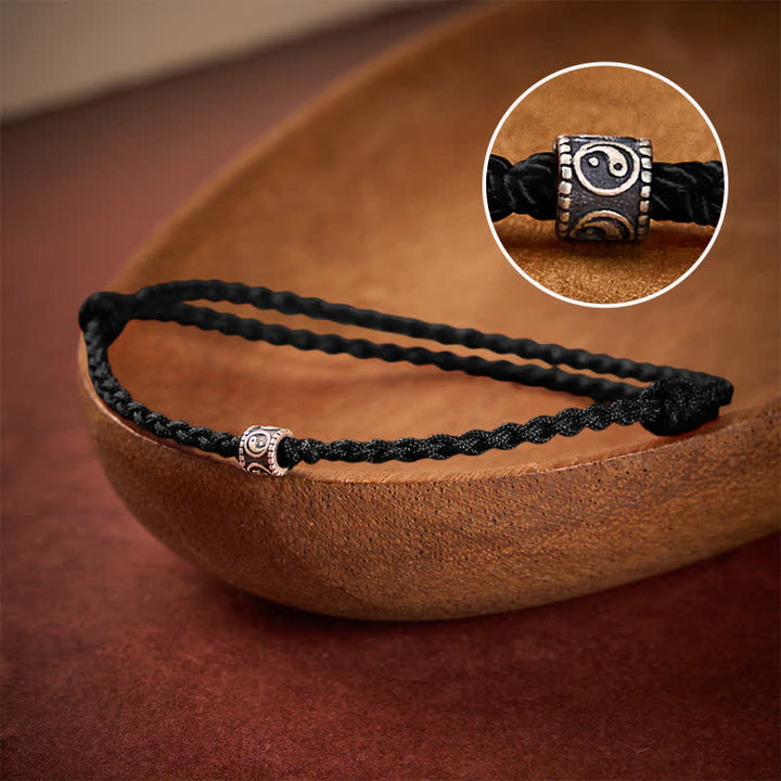 Buddha Stones Black Red String 925 Sterling Silver Yin Yang Protection Bracelet Anklet - Black String - Anklet Circumference: 6.3–10.2 in (16–26 cm) - image 15