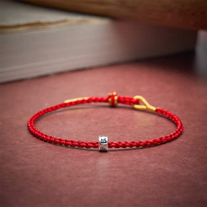 Buddha Stones Black Red String 925 Sterling Silver Om Mani Padme Hum Luck Minimalist Bracelet - image 12