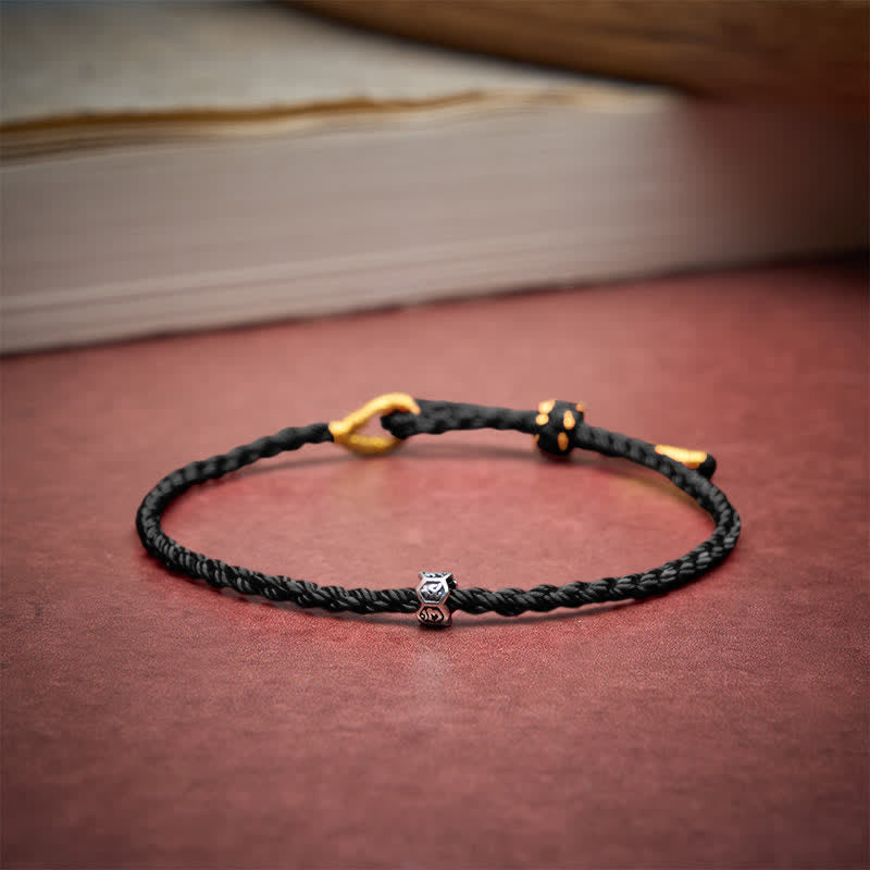 Buddha Stones Black Red String 925 Sterling Silver Om Mani Padme Hum Wheel Bead Luck Bracelet - image 15