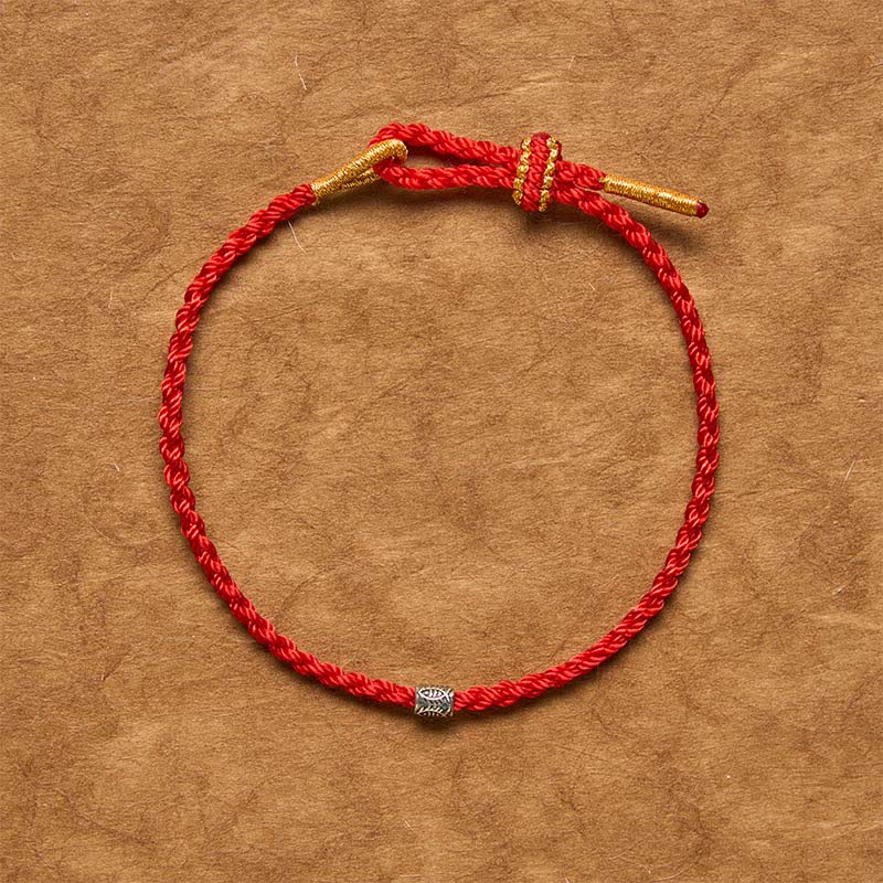 Buddha Stones Red String 925 Sterling Silver Koi Fish Protection Bracelet - image 1