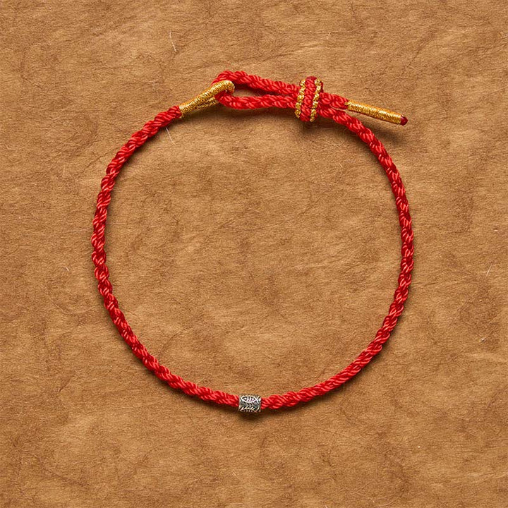 Buddha Stones Red String 925 Sterling Silver Koi Fish Protection Bracelet - image 1