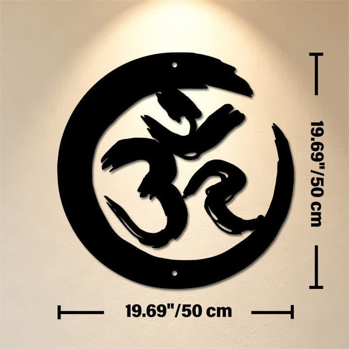 Buddha Stones Black OM Circle Mindfulness Iron Metal Meaningful Symbols Wall Art - Approx. 50cm x 50cm x 0.12cm / 19.69in x 19.69in x 0.05in - image 10