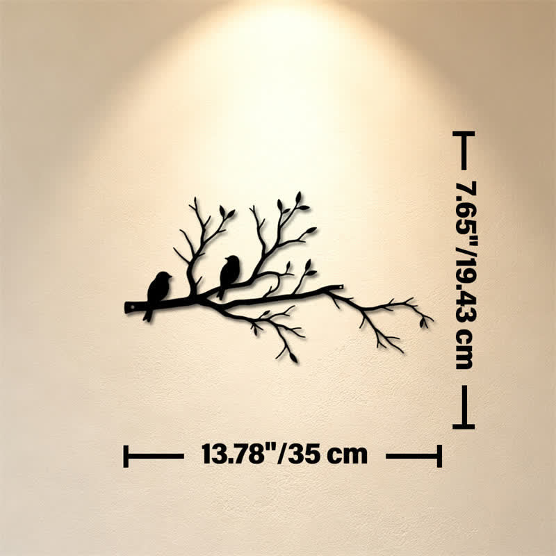 Buddha Stones Two Birds Branch Silhouette Iron Meaningful Symbols Wall Art - Approx. 35cm x 19.43cm x 0.1cm / 13.78in x 7.65in x 0.04in - image 5