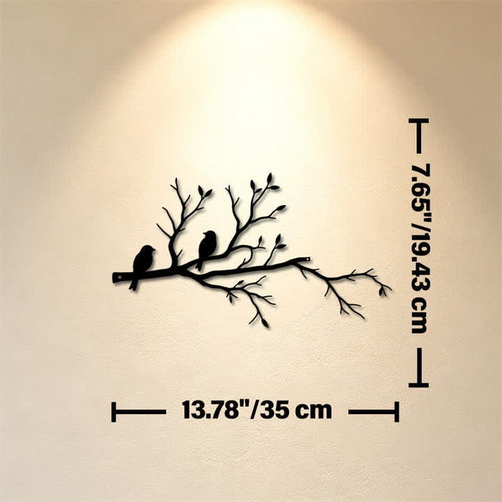 Buddha Stones Two Birds Branch Silhouette Iron Meaningful Symbols Wall Art - Approx. 35cm x 19.43cm x 0.1cm / 13.78in x 7.65in x 0.04in - image 5