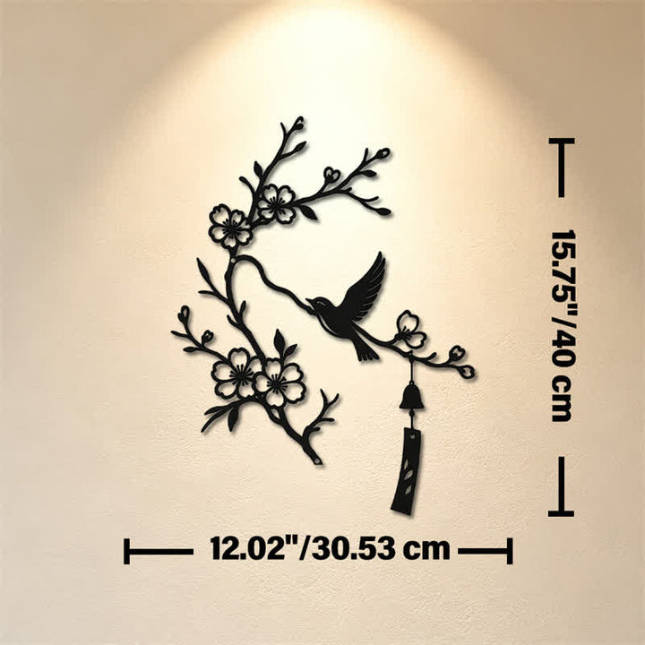 Buddha Stones Bird and Blossom Branch Iron Meaningful Symbols Wall Art - Black - Approx. 30.53cm x 40cm x 0.1cm / 12.02in x 15.75in x 0.04in - image 8
