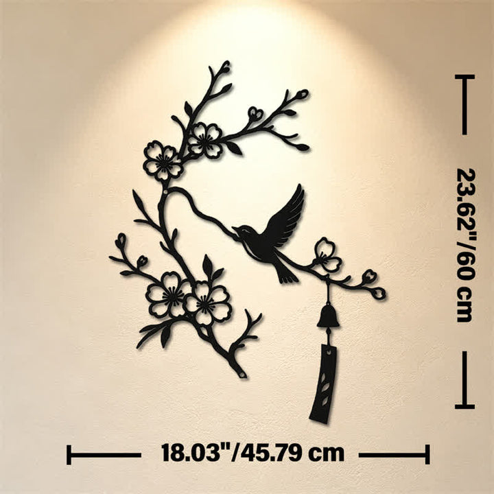 Buddha Stones Bird and Blossom Branch Iron Meaningful Symbols Wall Art - Black - Approx. 45.79cm x 60cm x 0.12cm / 18.03in x 23.62in x 0.05in - image 11
