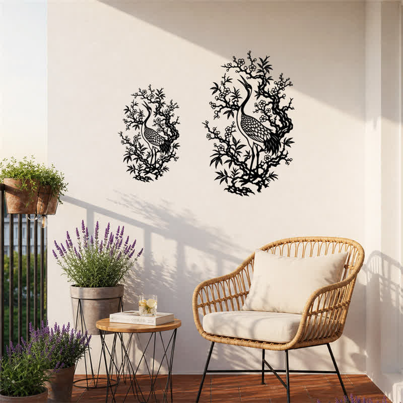 Buddha Stones Metal Crane And Plum Blossom Zen Iron Meaningful Symbols Wall Art - image 9