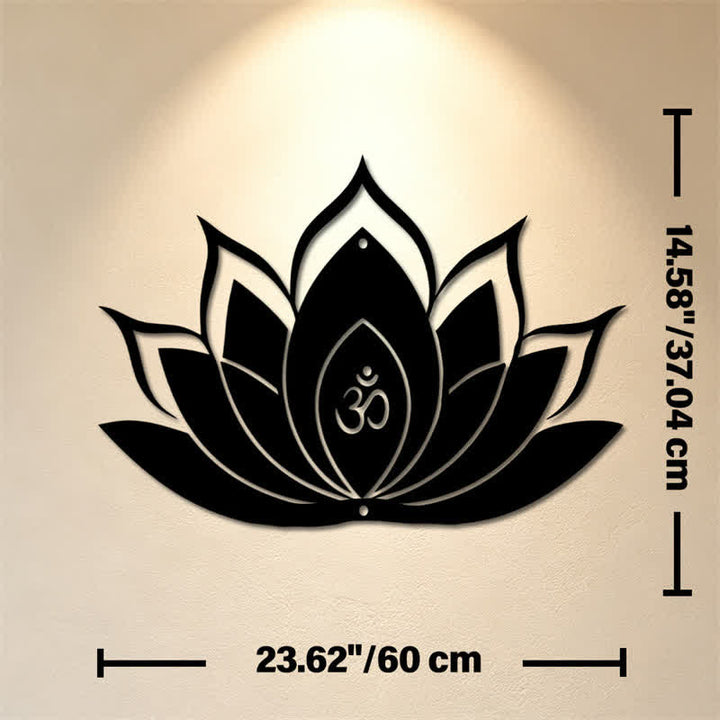 Buddha Stones Lotus OM Mindfulness Zen Silhouette Iron Meaningful Symbols Wall Art - Approx. 60cm x 37.04cm x 0.12cm / 23.62in x 14.58in x 0.05in - image 12