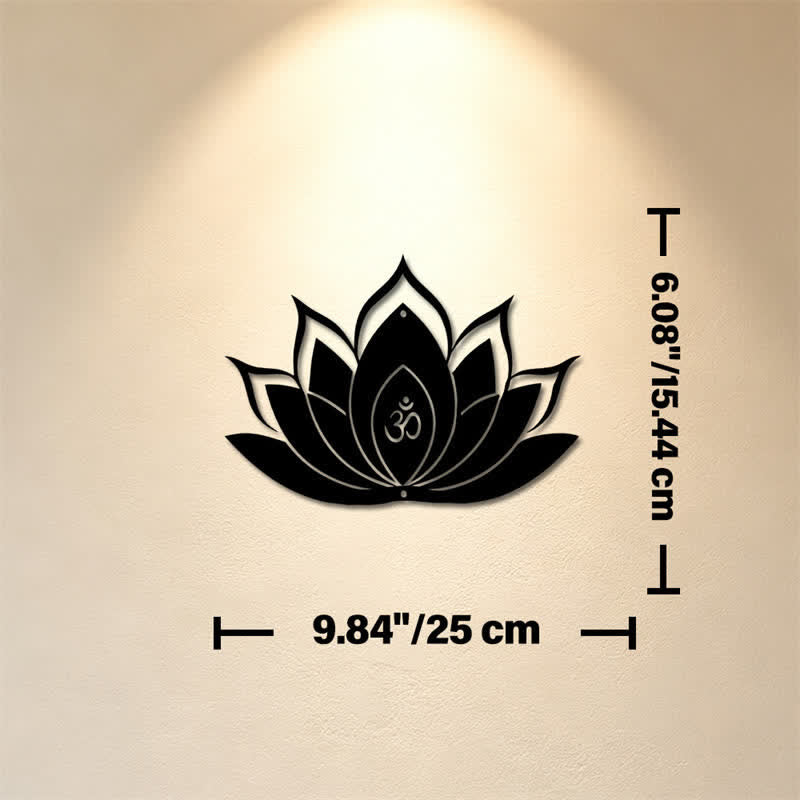 Buddha Stones Lotus OM Mindfulness Zen Silhouette Iron Meaningful Symbols Wall Art - Approx. 25cm x 15.44cm x 0.1cm / 9.84in x 6.08in x 0.04in - image 1