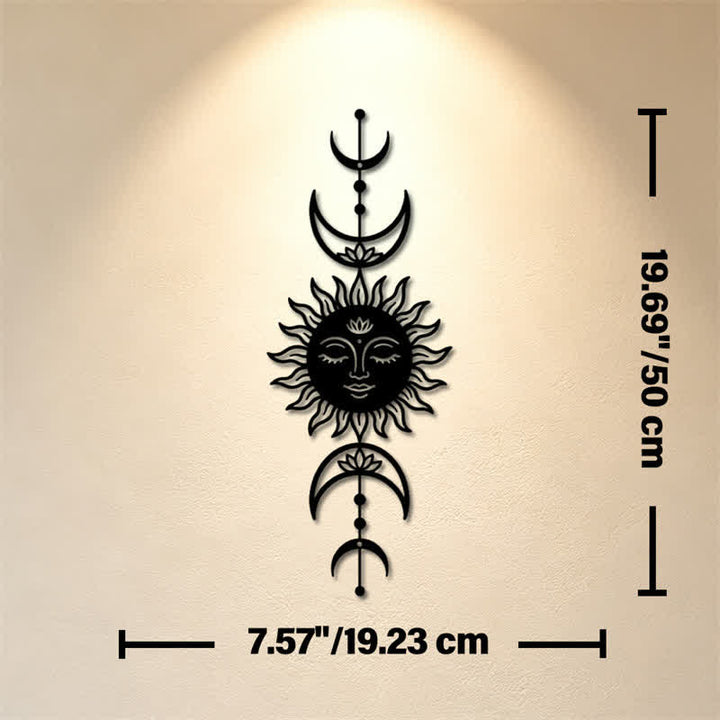 Buddha Stones Boho Sun and Moon Lotus Intuition Iron Meaningful Symbols Wall Art - Black - Approx. 19.23cm x 50cm x 0.12cm / 7.57in x 19.69in x 0.05in - image 8