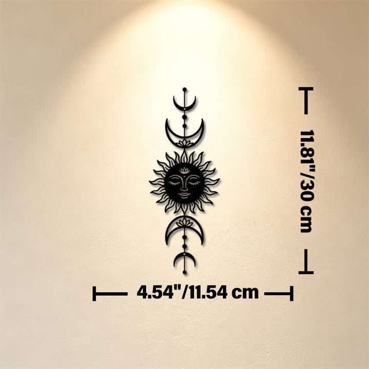 Buddha Stones Boho Sun and Moon Lotus Intuition Iron Meaningful Symbols Wall Art - Black - Approx.  11.54cm x 30cm x 0.1cm / 4.54in x 11.81in x 0.04in - image 4