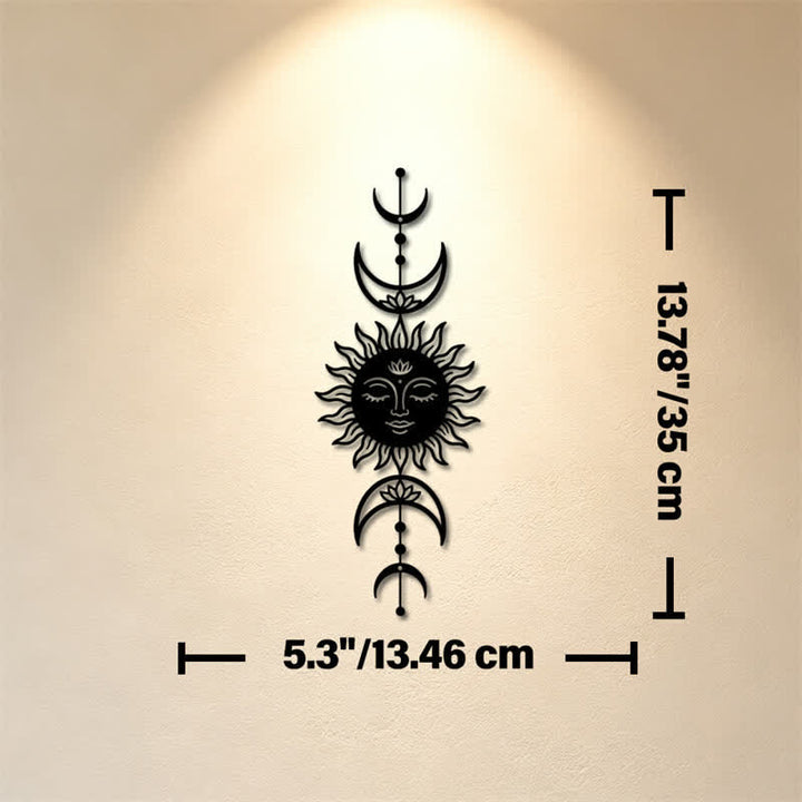 Buddha Stones Boho Sun and Moon Lotus Intuition Iron Meaningful Symbols Wall Art - Black - Approx. 13.46cm x 35cm x 0.1cm / 5.30in x 13.78in x 0.04in - image 5