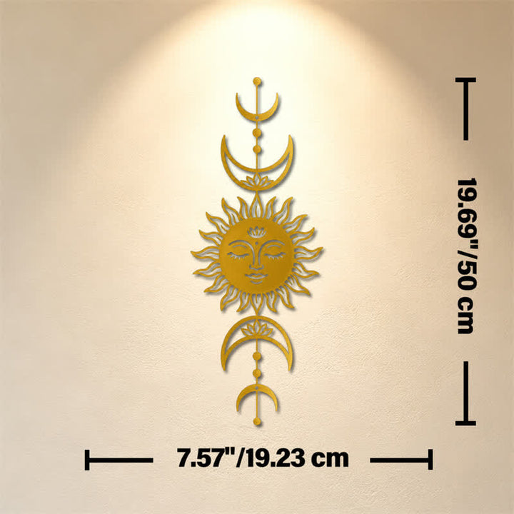 Buddha Stones Boho Sun and Moon Lotus Intuition Iron Meaningful Symbols Wall Art - Golden - Approx. 19.23cm x 50cm x 0.12cm / 7.57in x 19.69in x 0.05in - image 21