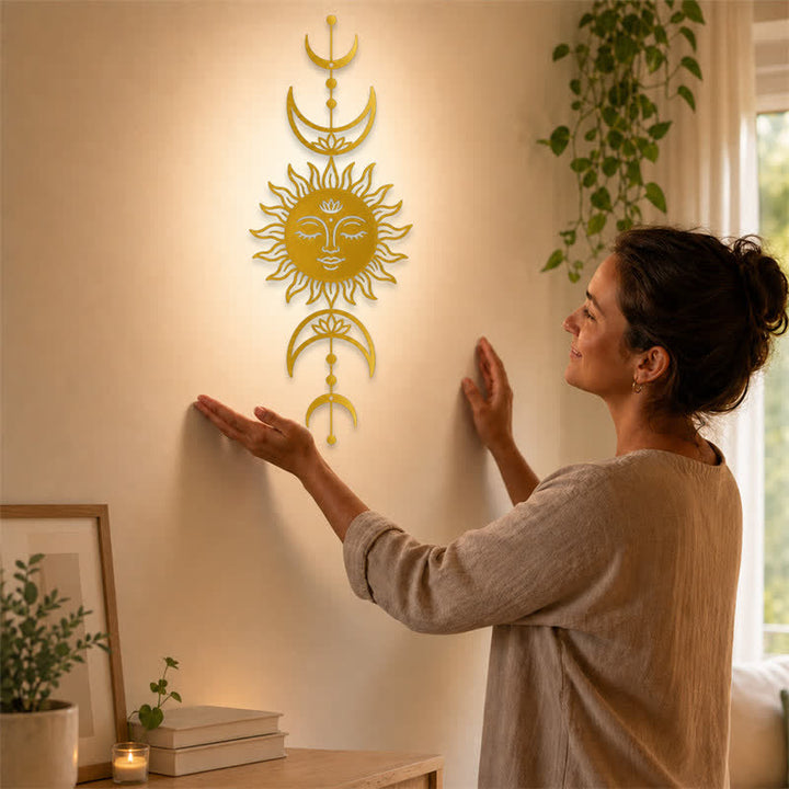 Buddha Stones Boho Sun and Moon Lotus Intuition Iron Meaningful Symbols Wall Art - image 13