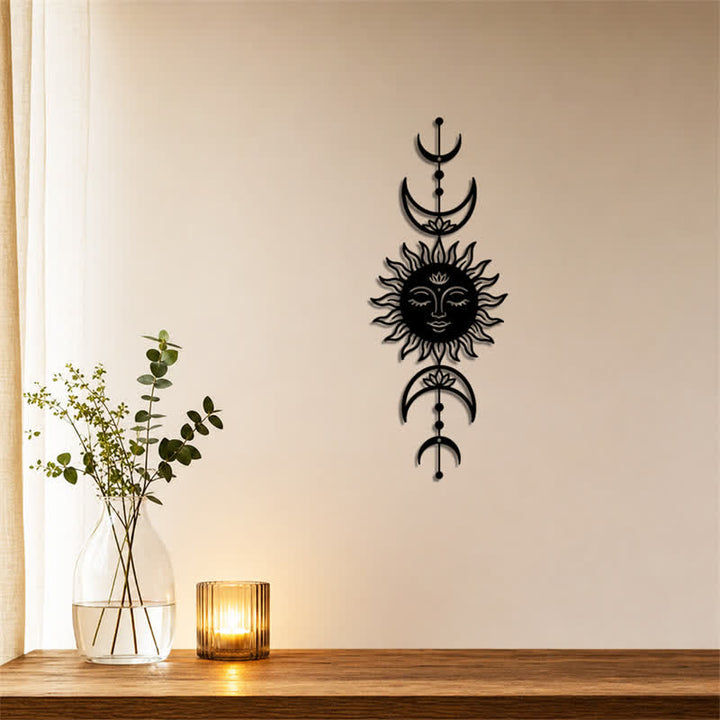 Buddha Stones Boho Sun and Moon Lotus Intuition Iron Meaningful Symbols Wall Art - image 3