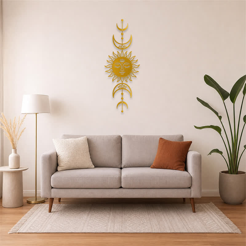 Buddha Stones Boho Sun and Moon Lotus Intuition Iron Meaningful Symbols Wall Art - image 23