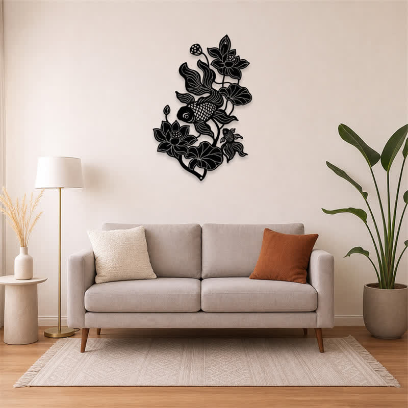 Buddha Stones Koi Fish and Lotus Success Iron Meaningful Symbols Wall Art - image 25