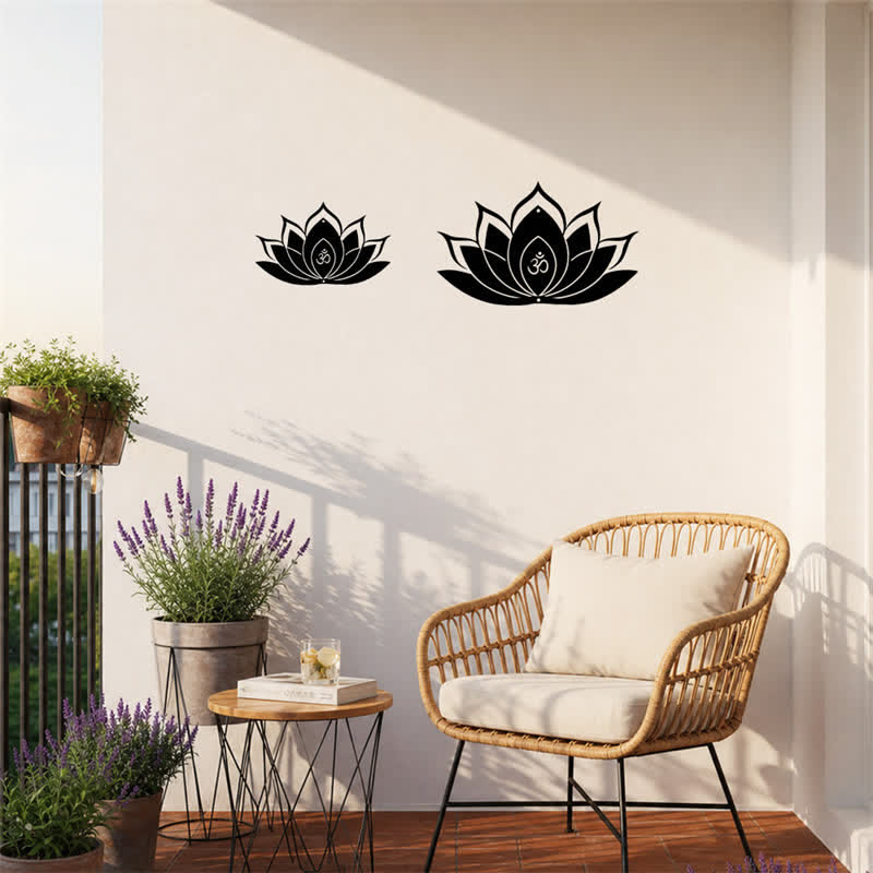 Buddha Stones Lotus OM Mindfulness Zen Silhouette Iron Meaningful Symbols Wall Art - image 2