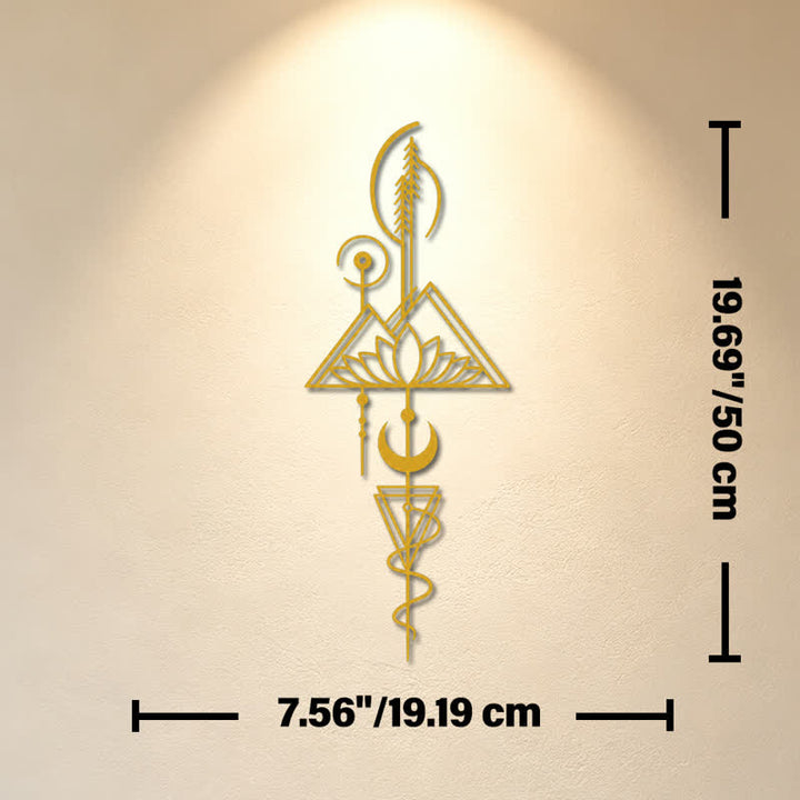 Buddha Stones Lotus Moon Enlightenment Vertical Iron Metal Meaningful Symbols Wall Art - Gold - Approx. 19.19cm x 50cm x 0.12cm / 7.56in x 19.69in x 0.05in - image 10