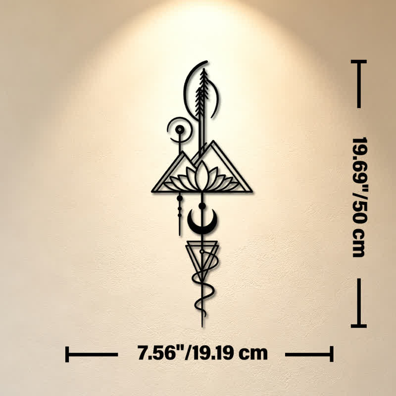 Buddha Stones Lotus Moon Enlightenment Vertical Iron Metal Meaningful Symbols Wall Art - Black - Approx. 19.19cm x 50cm x 0.12cm / 7.56in x 19.69in x 0.05in - image 25