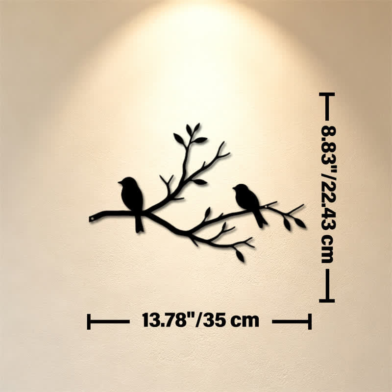 Buddha Stones Black Two Birds on Branch Iron Meaningful Symbols Wall Art - Approx. 35cm x 22.43cm x 0.1cm / 13.78in x 8.83in x 0.04in - image 6