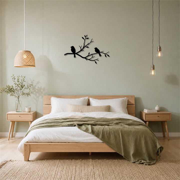 Buddha Stones Black Two Birds on Branch Iron Meaningful Symbols Wall Art - image 12