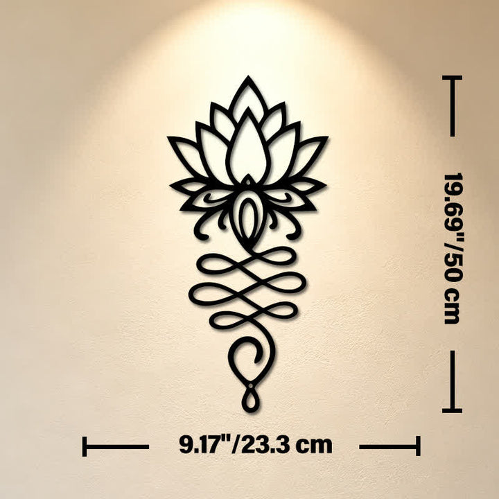 Buddha Stones Matte Black Lotus Enlightenment Iron Metal Meaningful Symbols Wall Art - Approx. 23.3cm x 50cm x 0.12cm / 9.17in x 19.69in x 0.05in - image 10