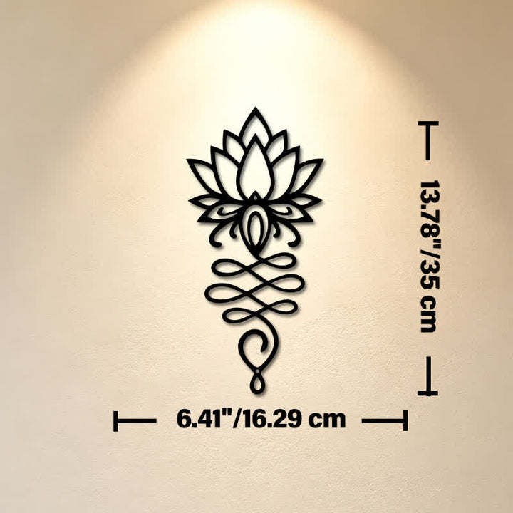 Buddha Stones Matte Black Lotus Enlightenment Iron Metal Meaningful Symbols Wall Art - Approx. 16.29cm x 35cm x 0.1cm / 6.41in x 13.78in x 0.04in - image 6