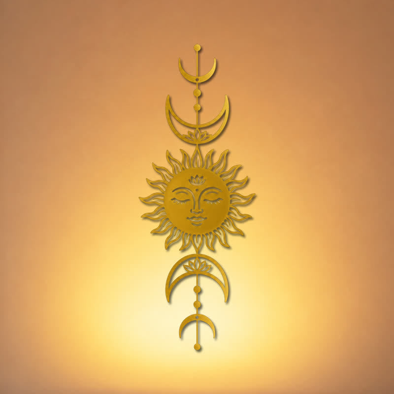 Buddha Stones Boho Sun and Moon Lotus Intuition Iron Meaningful Symbols Wall Art - image 12