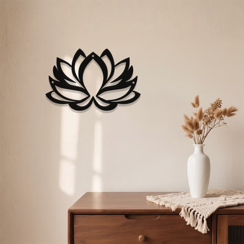 Buddha Stones Black Metal Lotus Enlightenment Zen Iron Metal Meaningful Symbols Wall Art - image 3